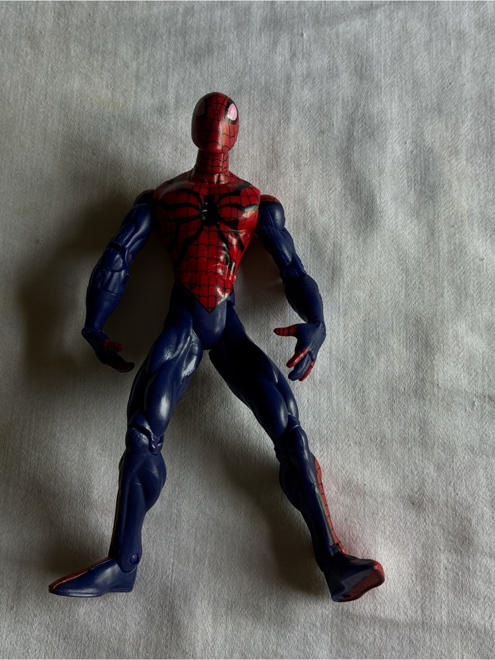 Poseable Red and Blue Superhero Action Figure for Kids